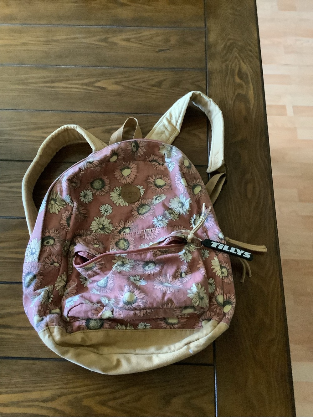 O'Neill Pink Daisy Kids Backpack with Tan Accents